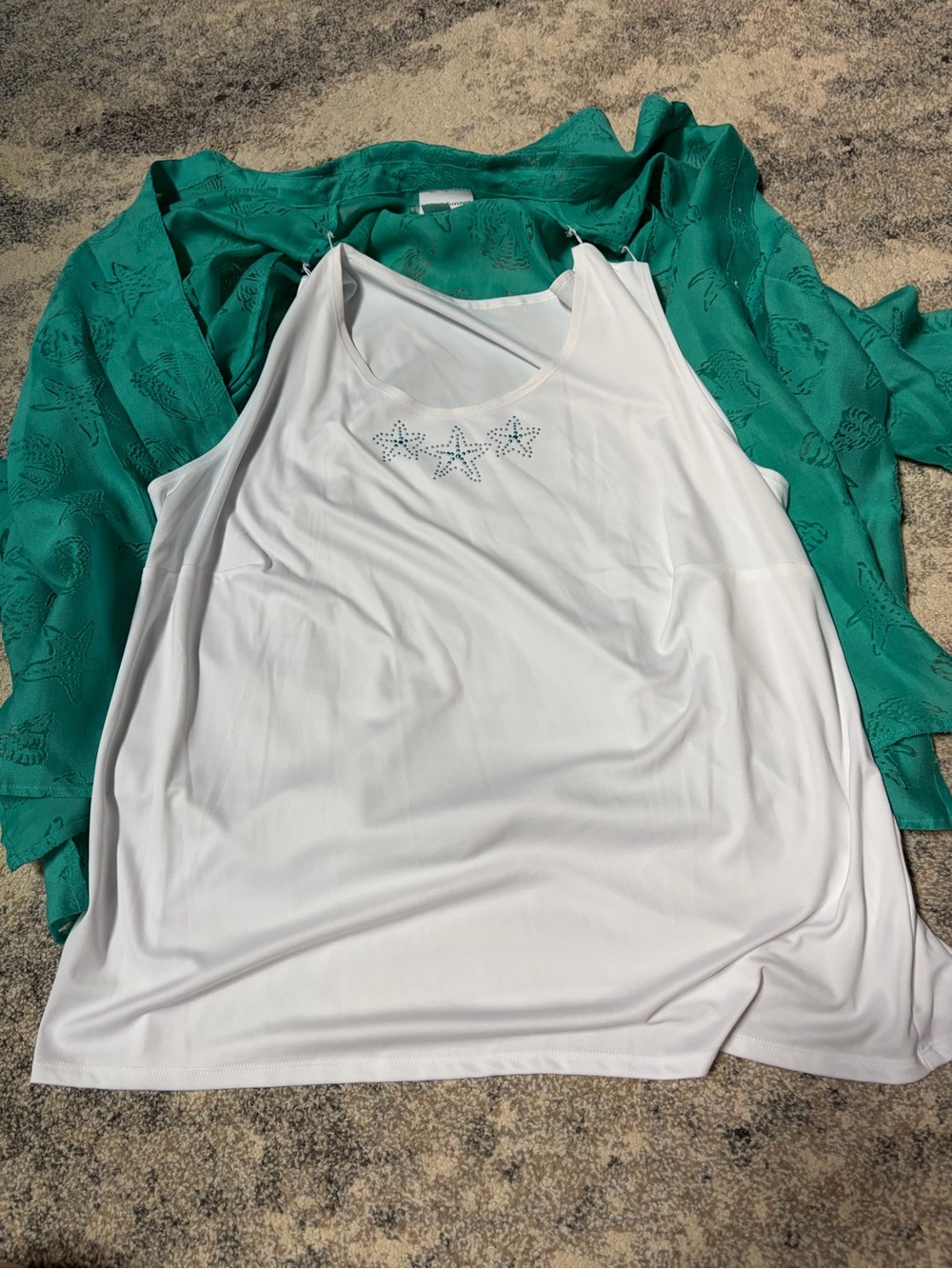 Alfred dunner women’s shell and starfish button down and tank top 1x - Picture 3 of 5